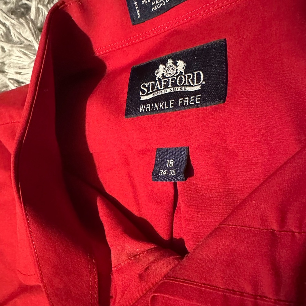 Stafford Bold Red Wrinkle-Free Shirt